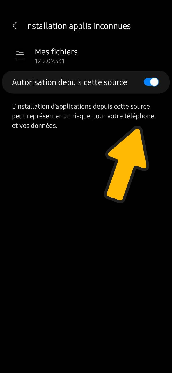 Permets les applications inconnues pour installer Melbet sur Android.