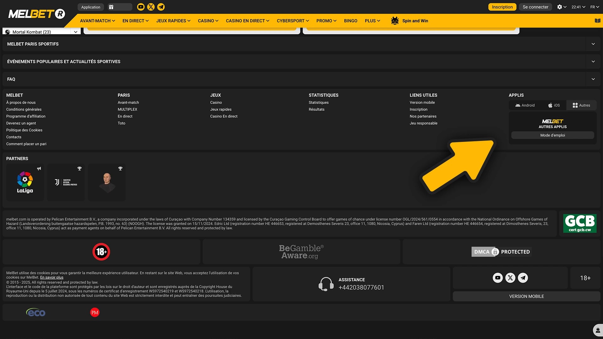 Clique sur télécharger pour installer Melbet sur PC.