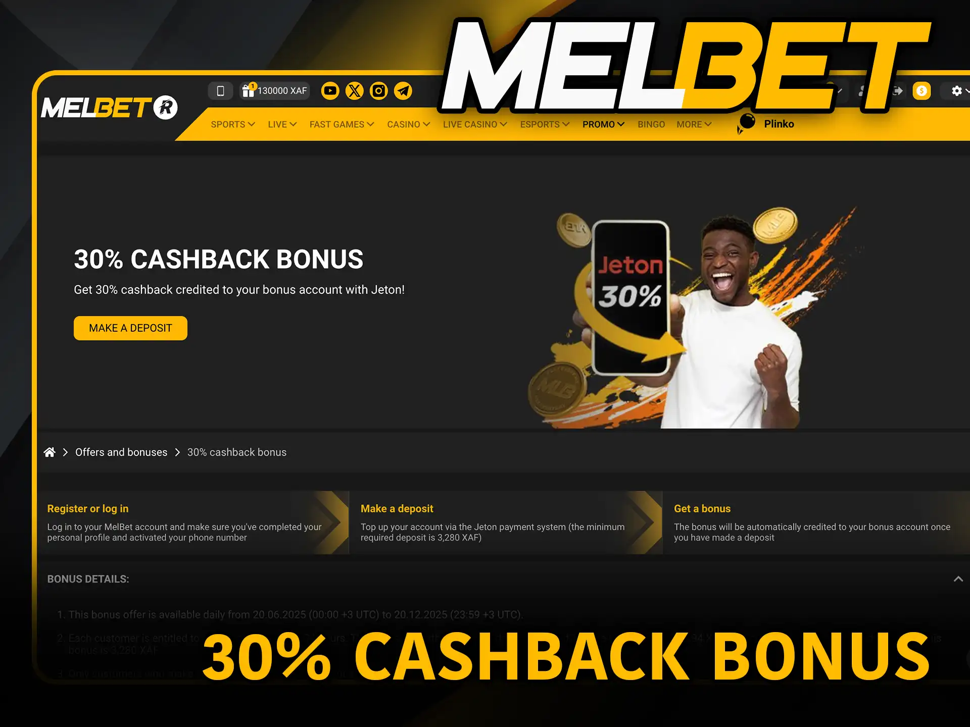 30% cashback bonus on Melbet play and get rewards.