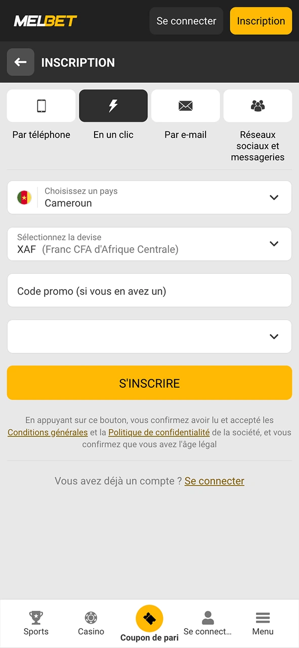 Crée ton compte et commence à gagner sur Melbet casino.