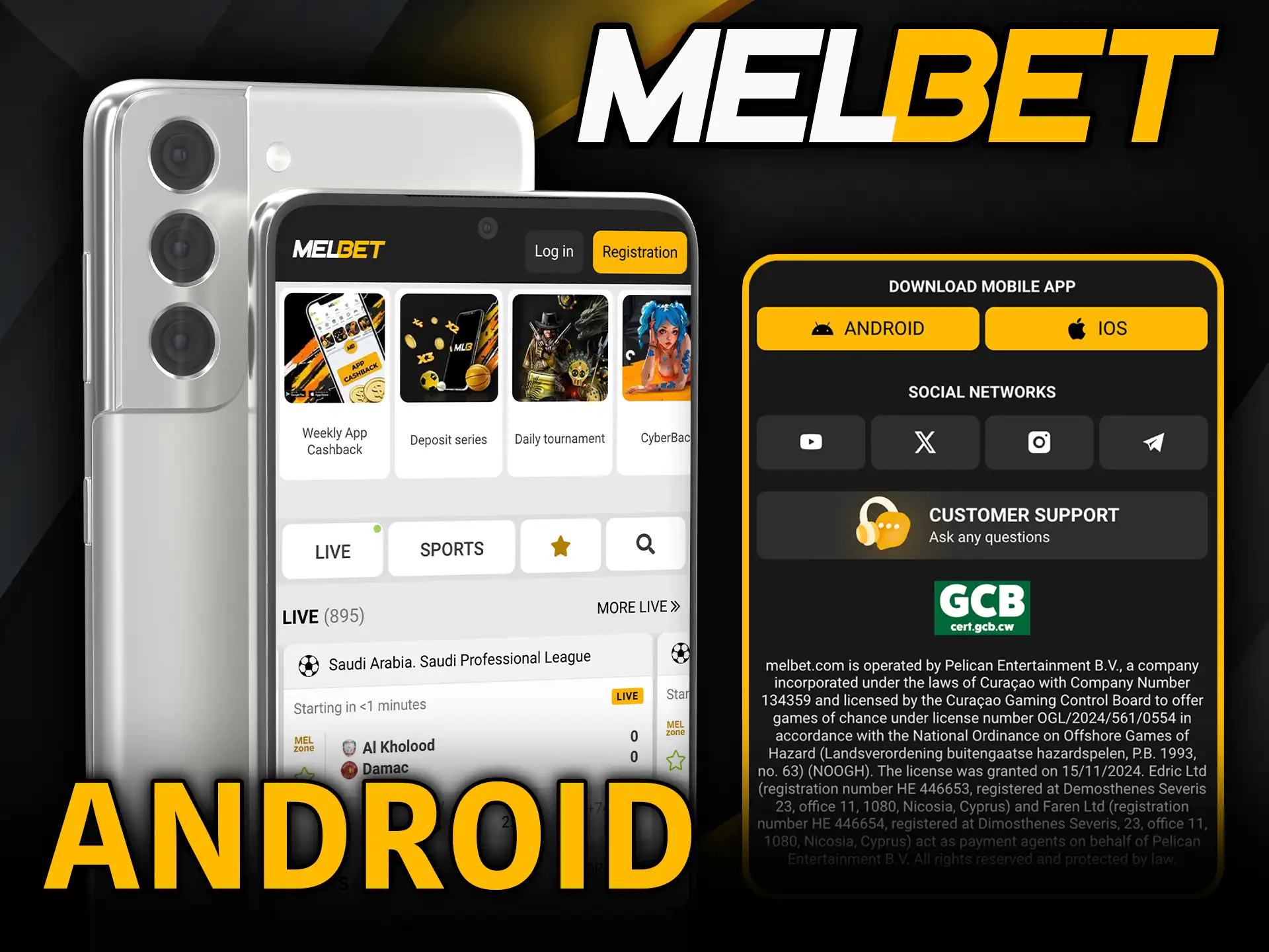 Android mobile application Melbet download the apk and start betting.