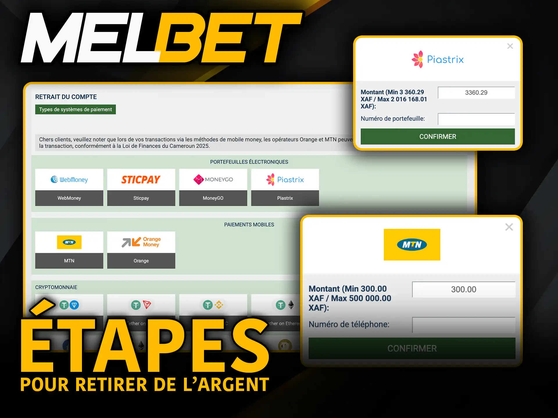 Étapes pour retirer de l’argent de Melbet récupère tes gains rapidement.