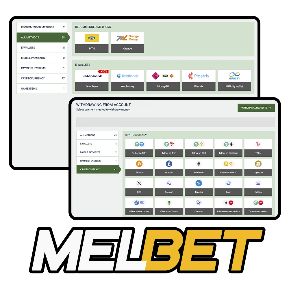 Safe and fast payment methods at Melbet Cameroon.