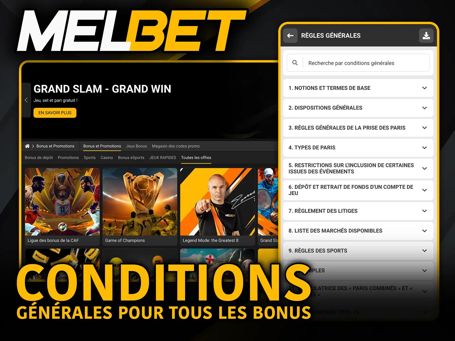 Conditions générales pour tous les bonus Melbet découvre avant de jouer.