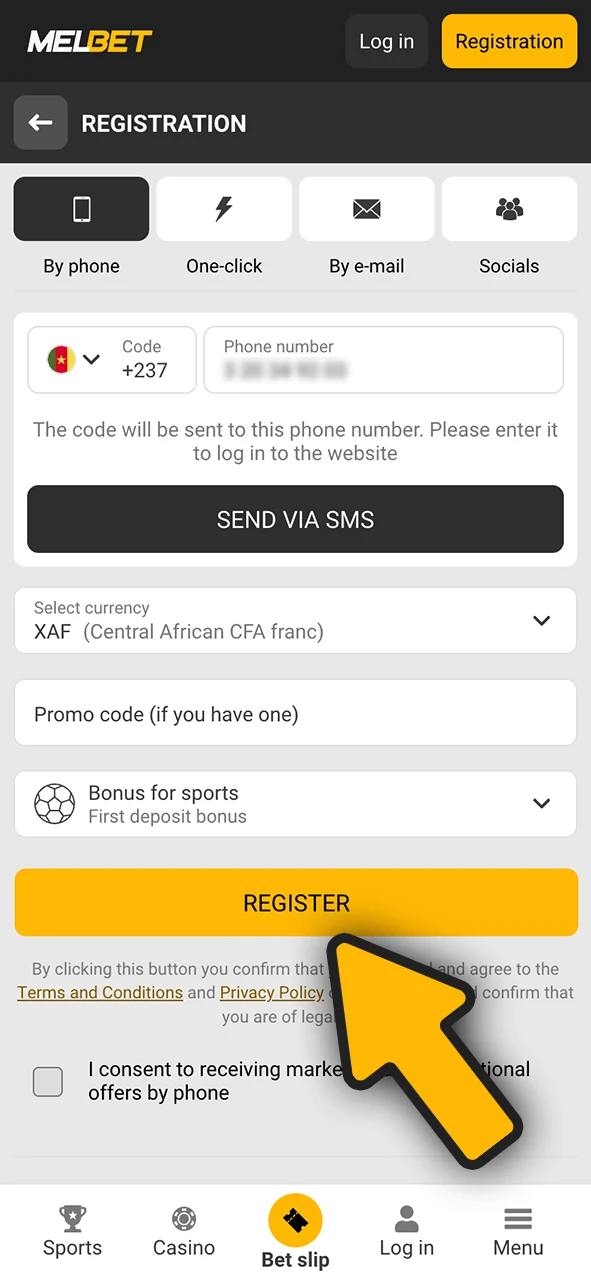 Complete the Melbet registration and start playing now.