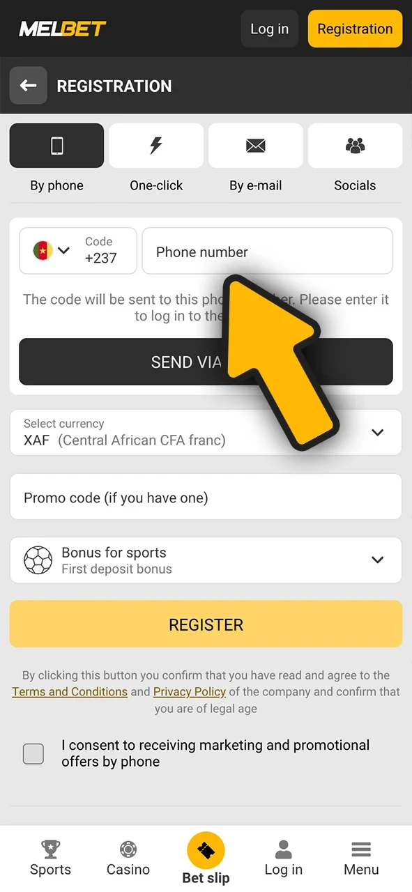 Fill out the Melbet registration form quickly and easily.