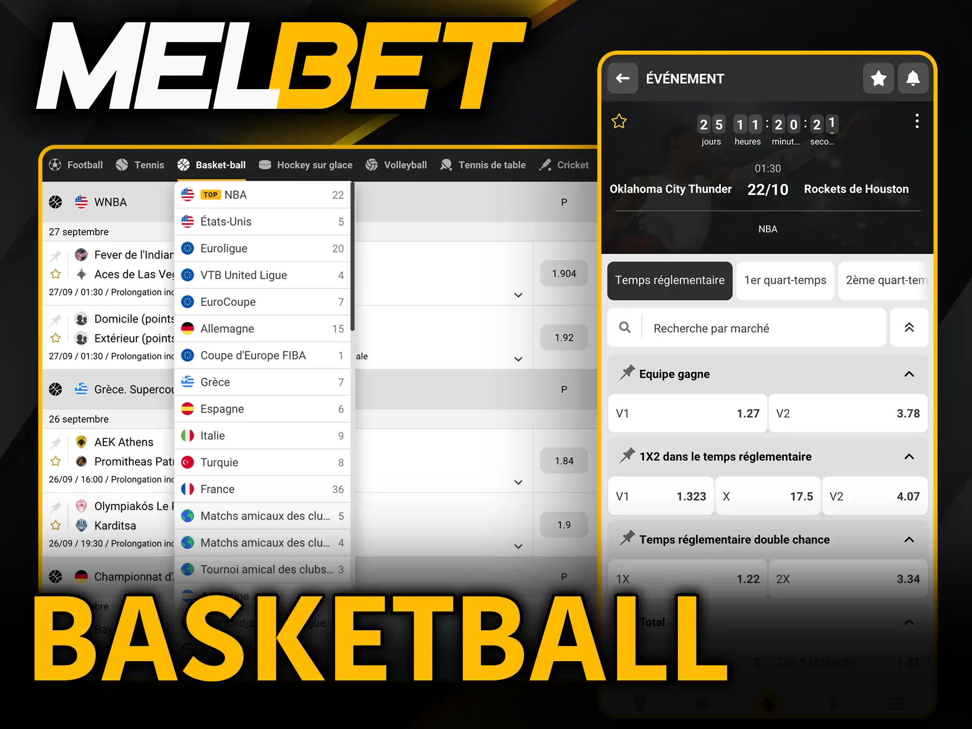 Basketball avec Melbet mise et gagne de grandes récompenses.