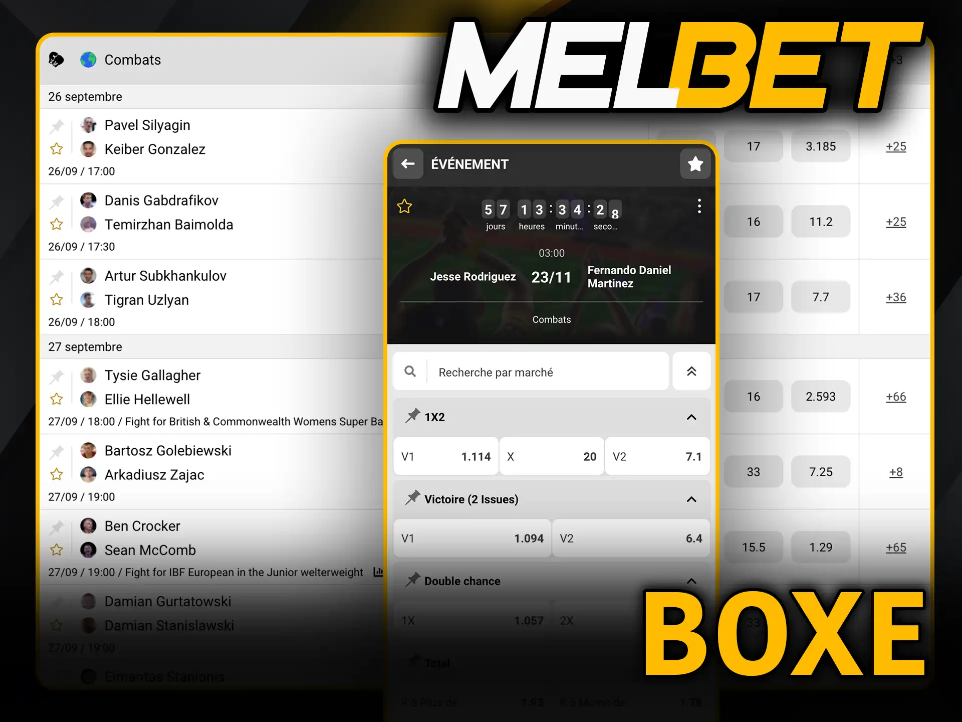 Boxe avec Melbet mise sur les combats palpitants.