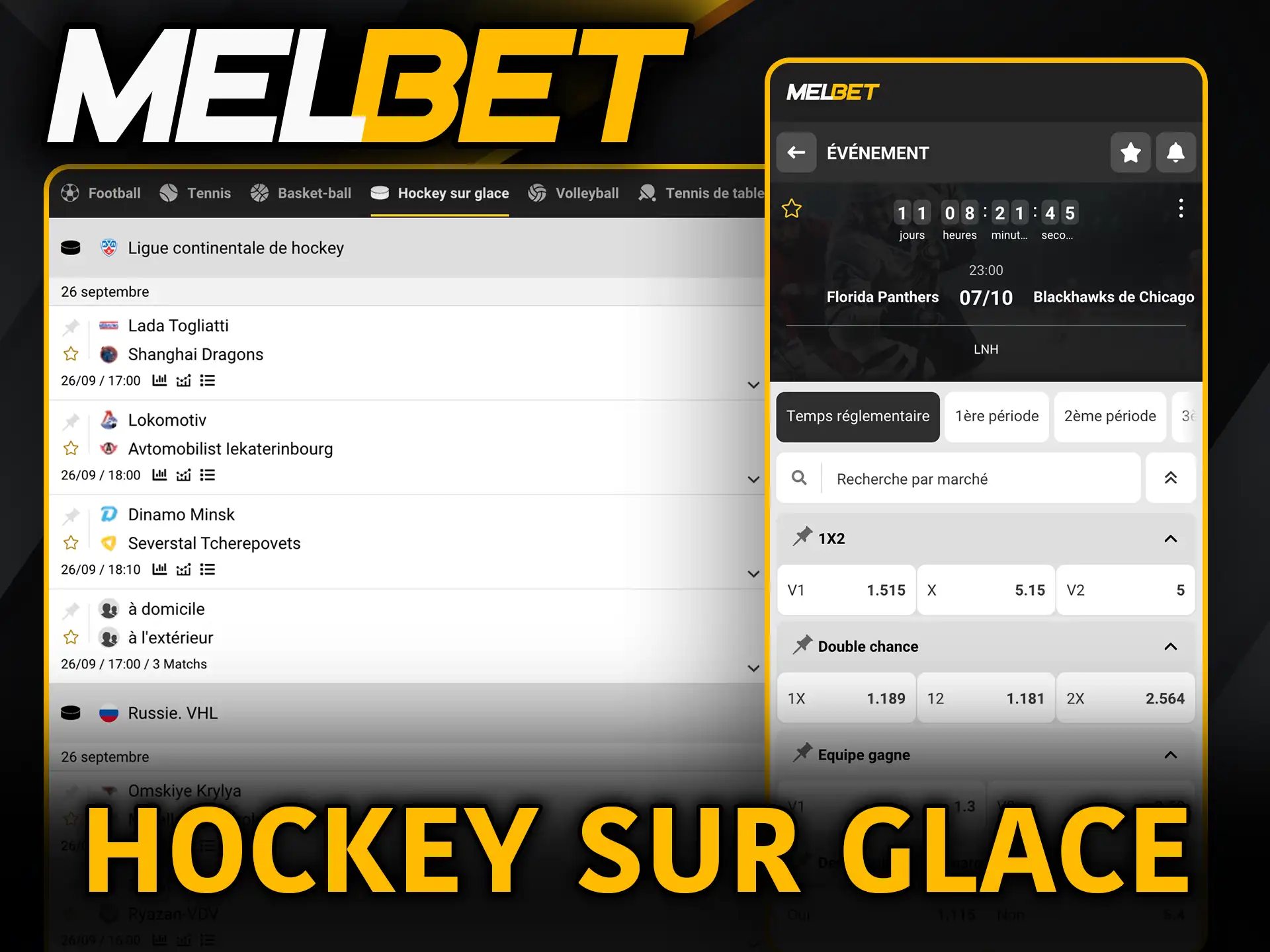 Hockey sur glace Melbet joue et profite des meilleurs tournois.