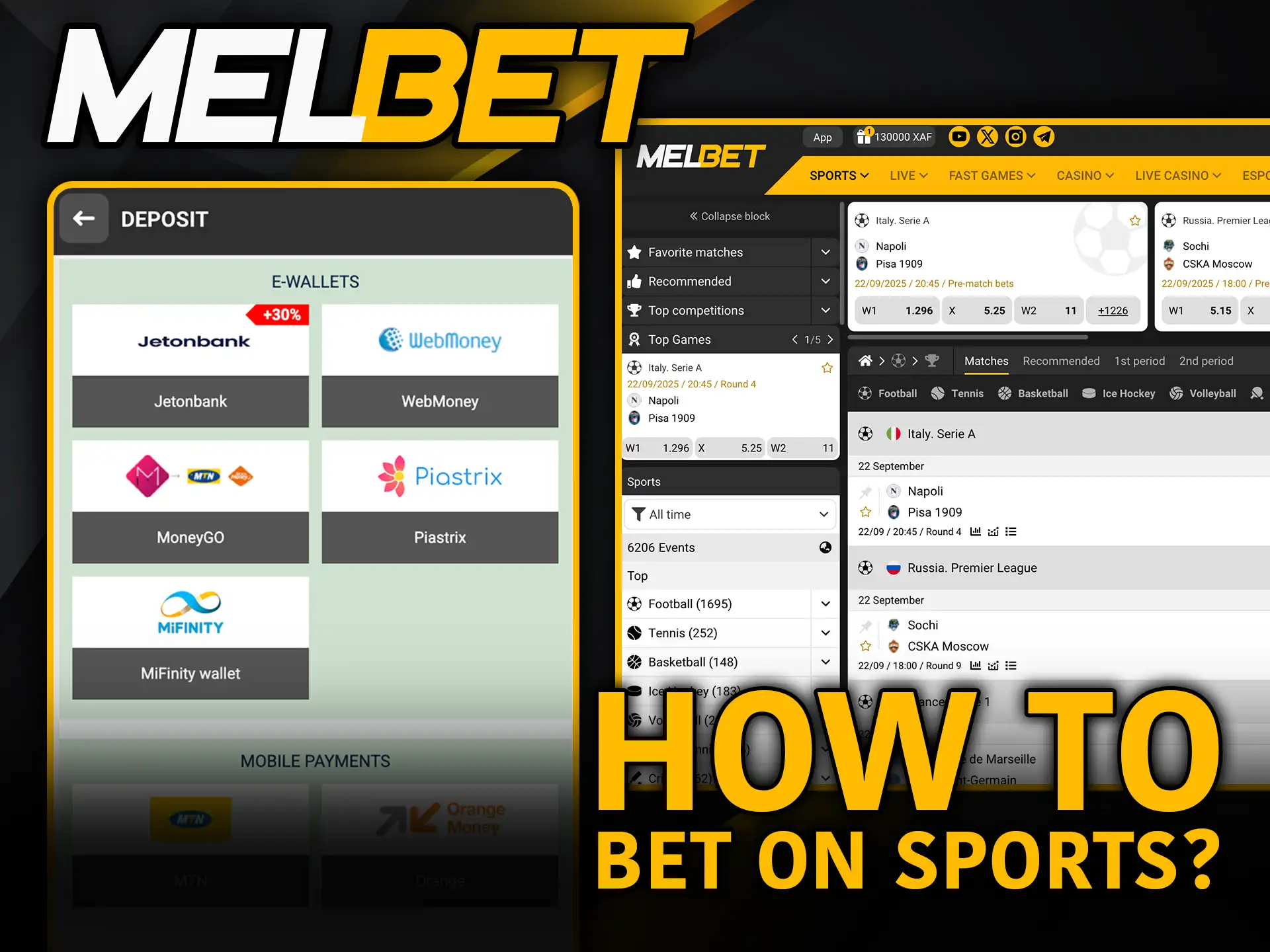 How to bet on sports at Melbet step by step guide.