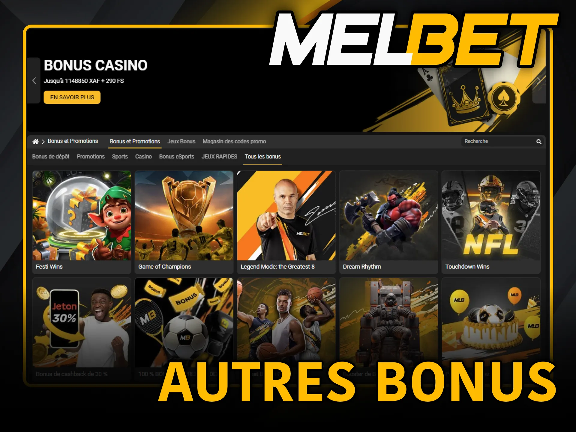 Melbet propose divers bonus exclusifs aux joueurs camerounais.