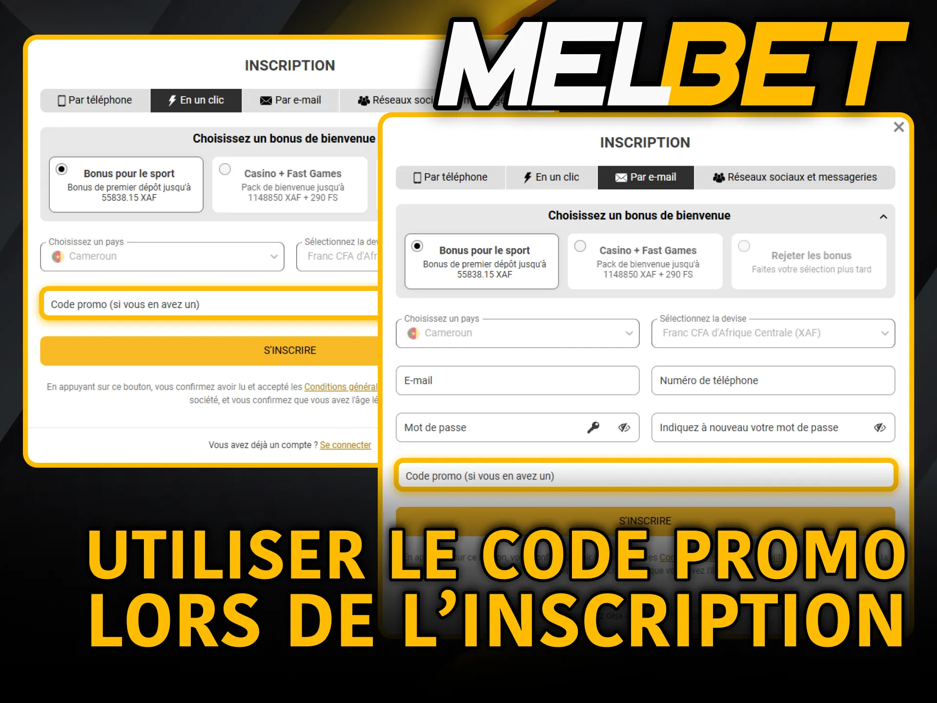 Utilisez le code Melbet en Cameroun pendant l’inscription facilement.