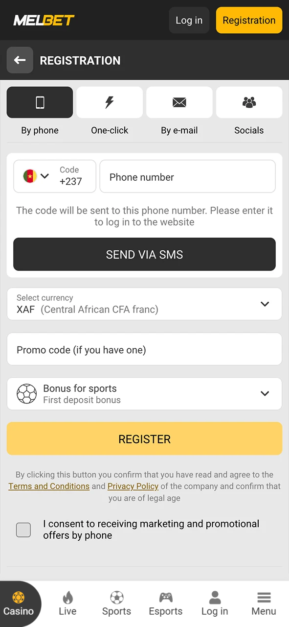 Register on Melbet Cameroon official website to start eSports betting.
