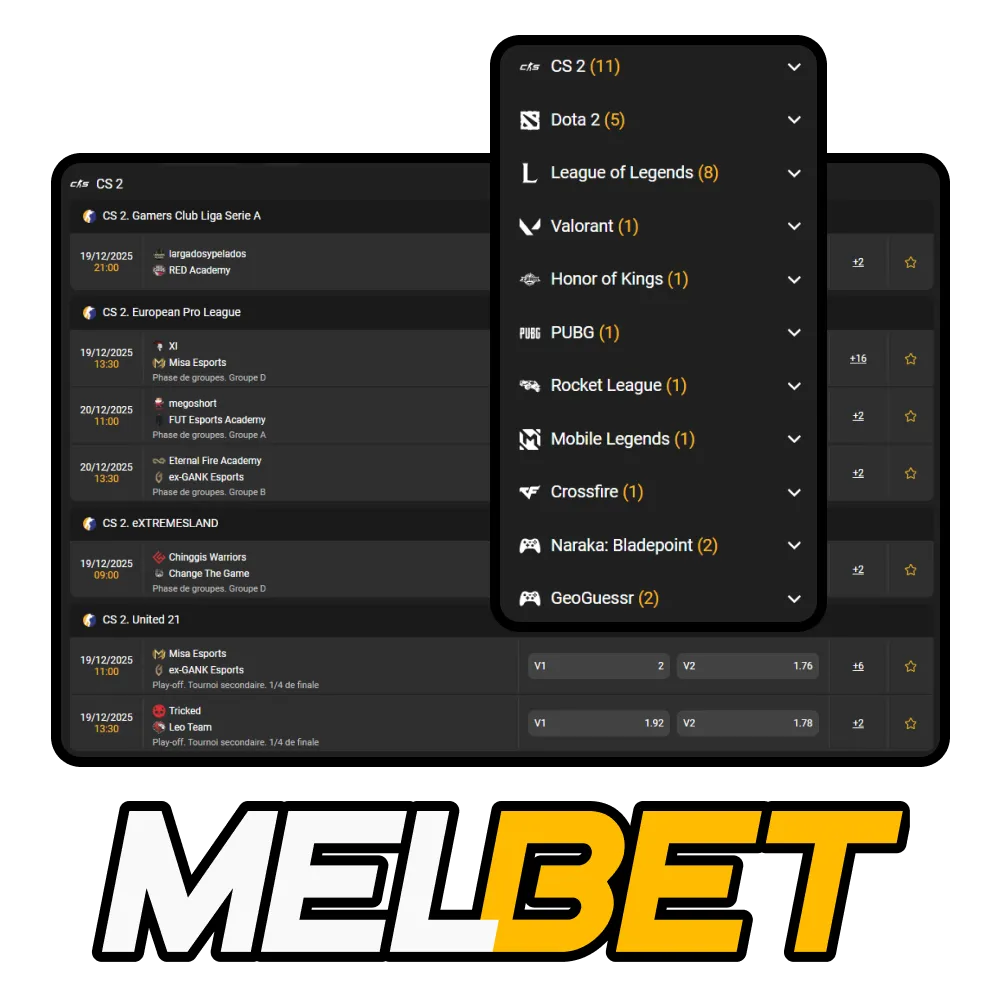 Melbet propose des paris eSports passionnants pour joueurs du Cameroun.