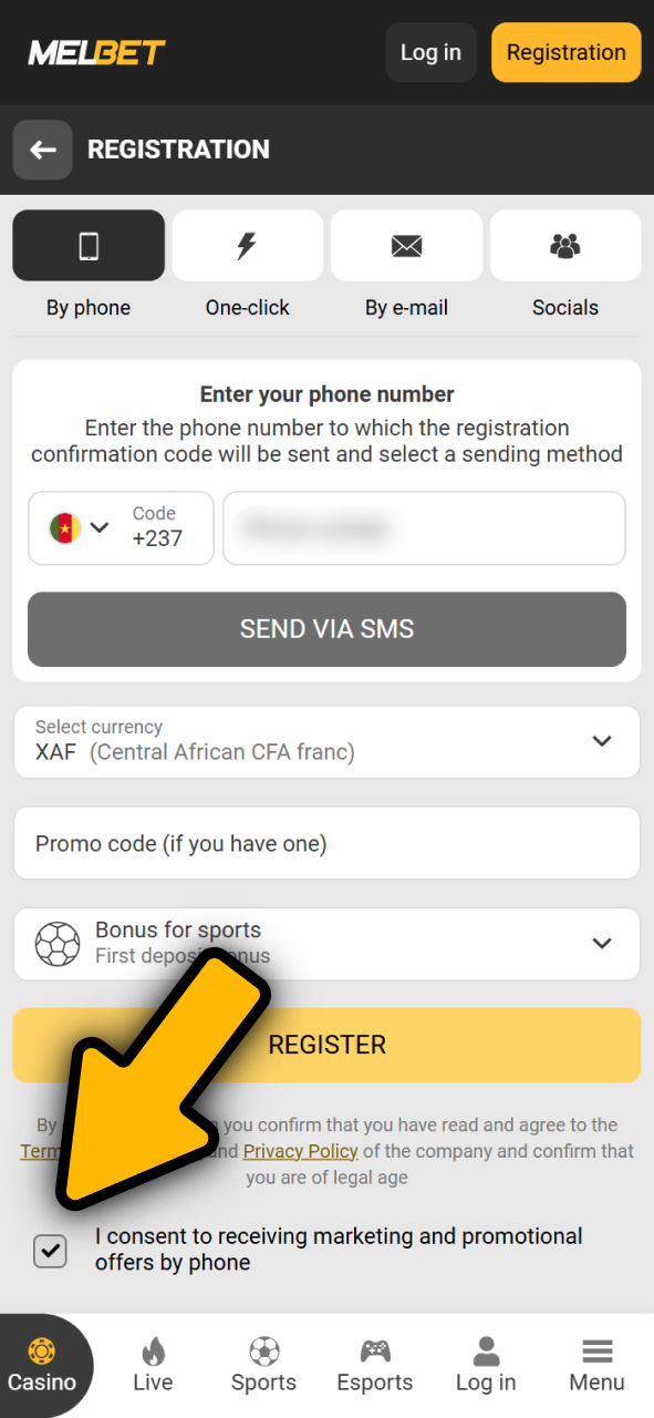 Accept Melbet registration Terms and Conditions for online eSports betting.