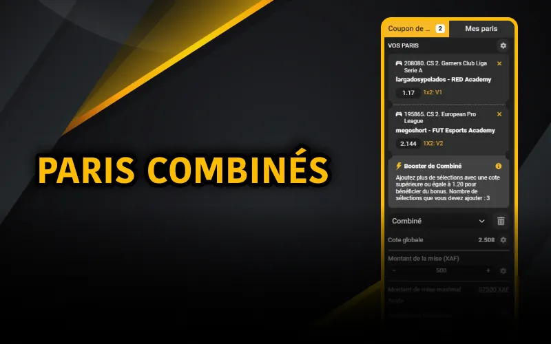 Avec Melbet, combinez plusieurs sélections eSports en un pari.