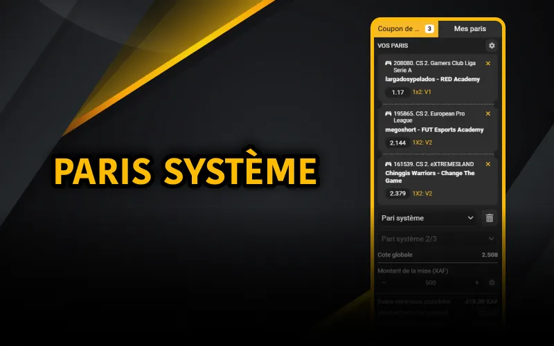 Melbet au Cameroun propose des paris système flexibles eSports.
