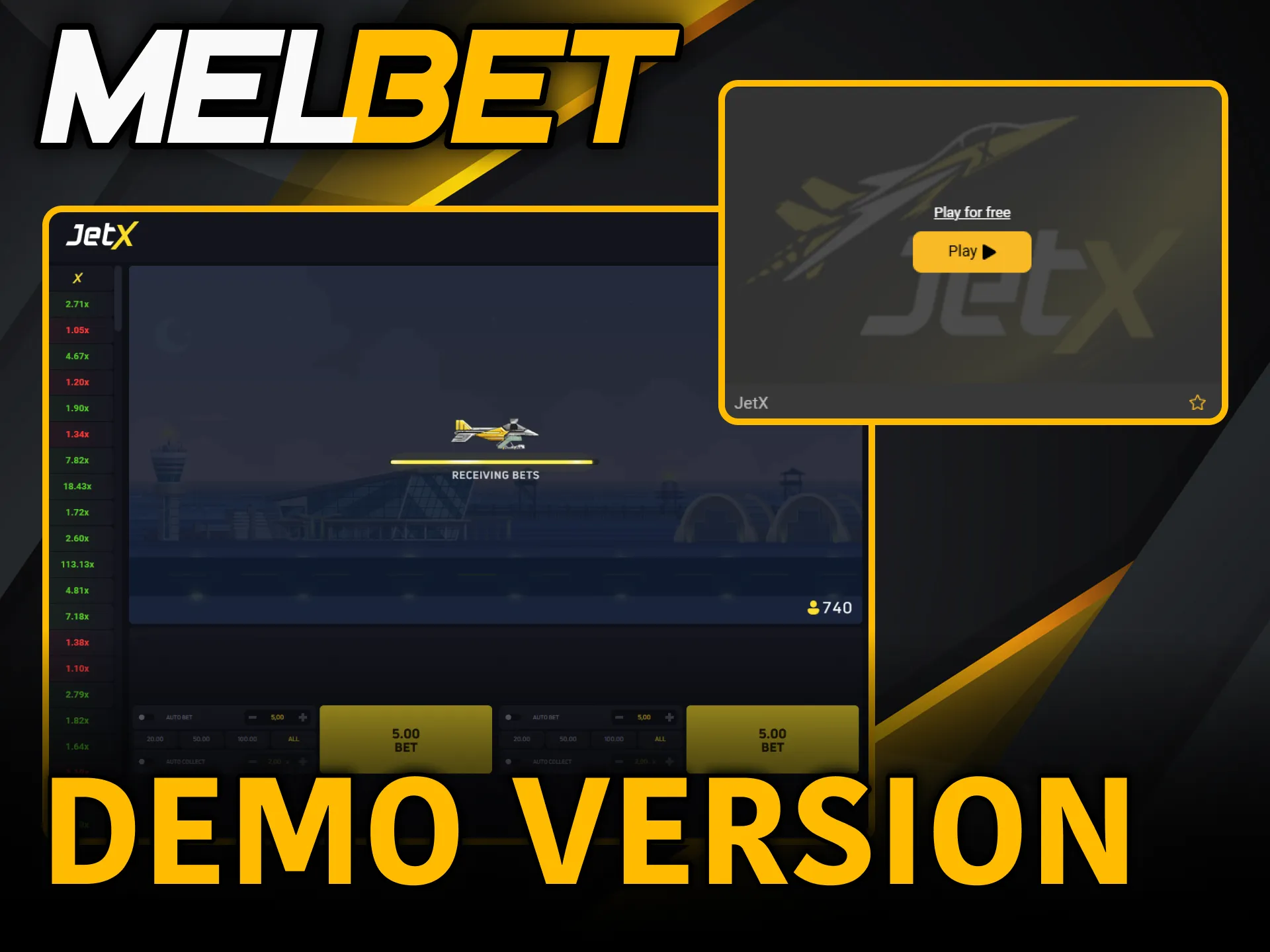 Try JetX demo mode first on Melbet.