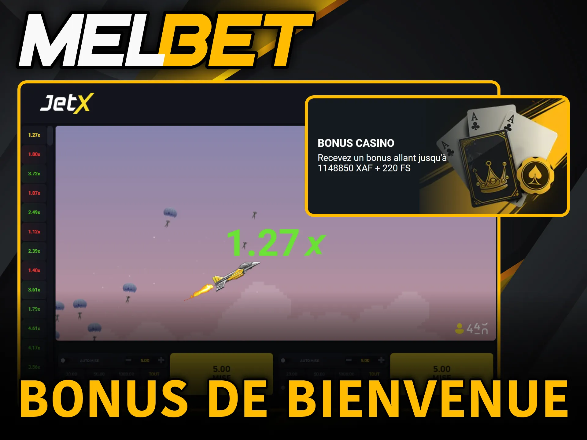 Bonus exclusifs Melbet pour joueurs du Cameroun découvrant JetX.