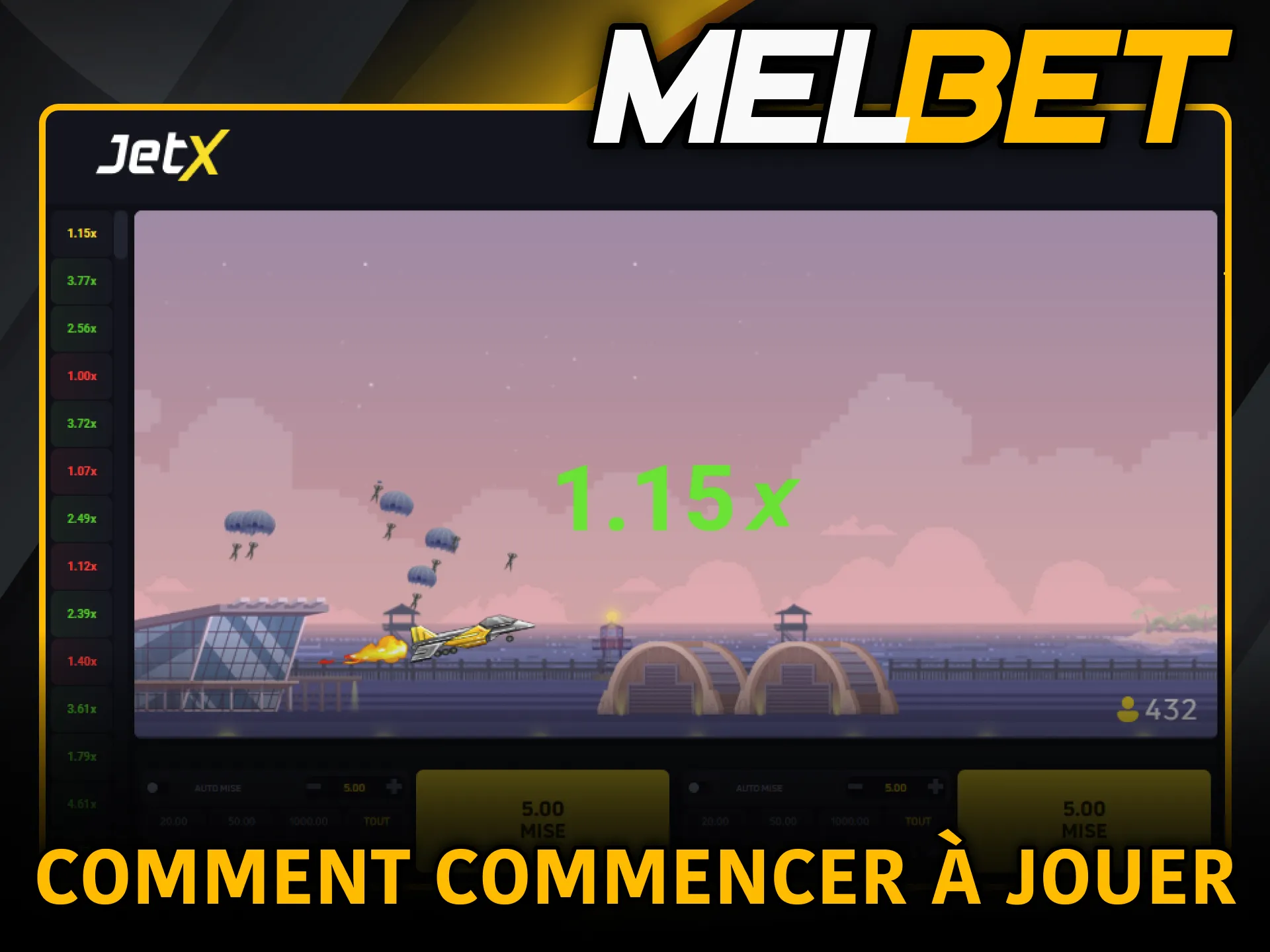 Démarrez JetX facilement via le site Melbet Cameroun.