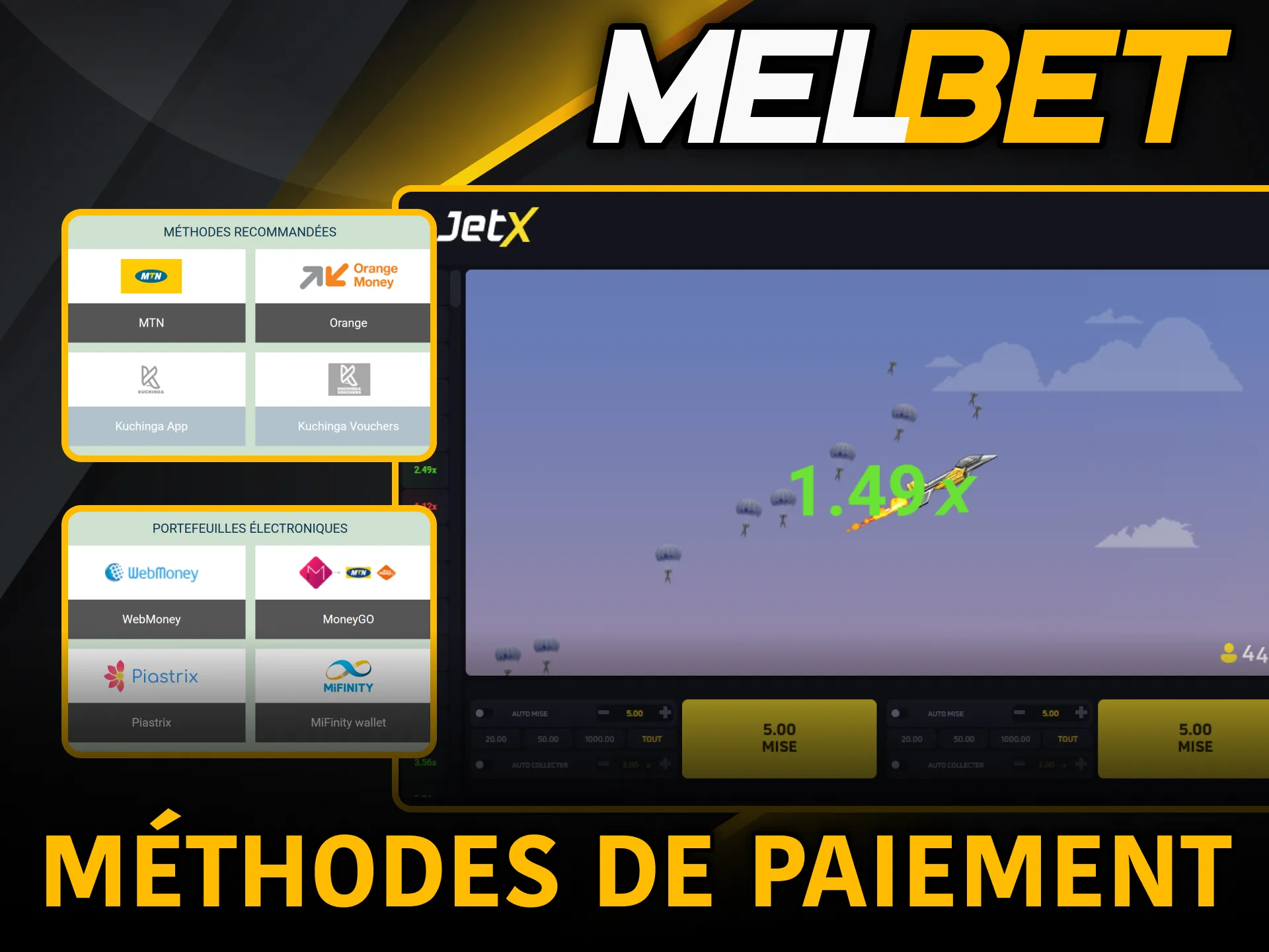 Gérez dépôts et retraits JetX via Melbet.