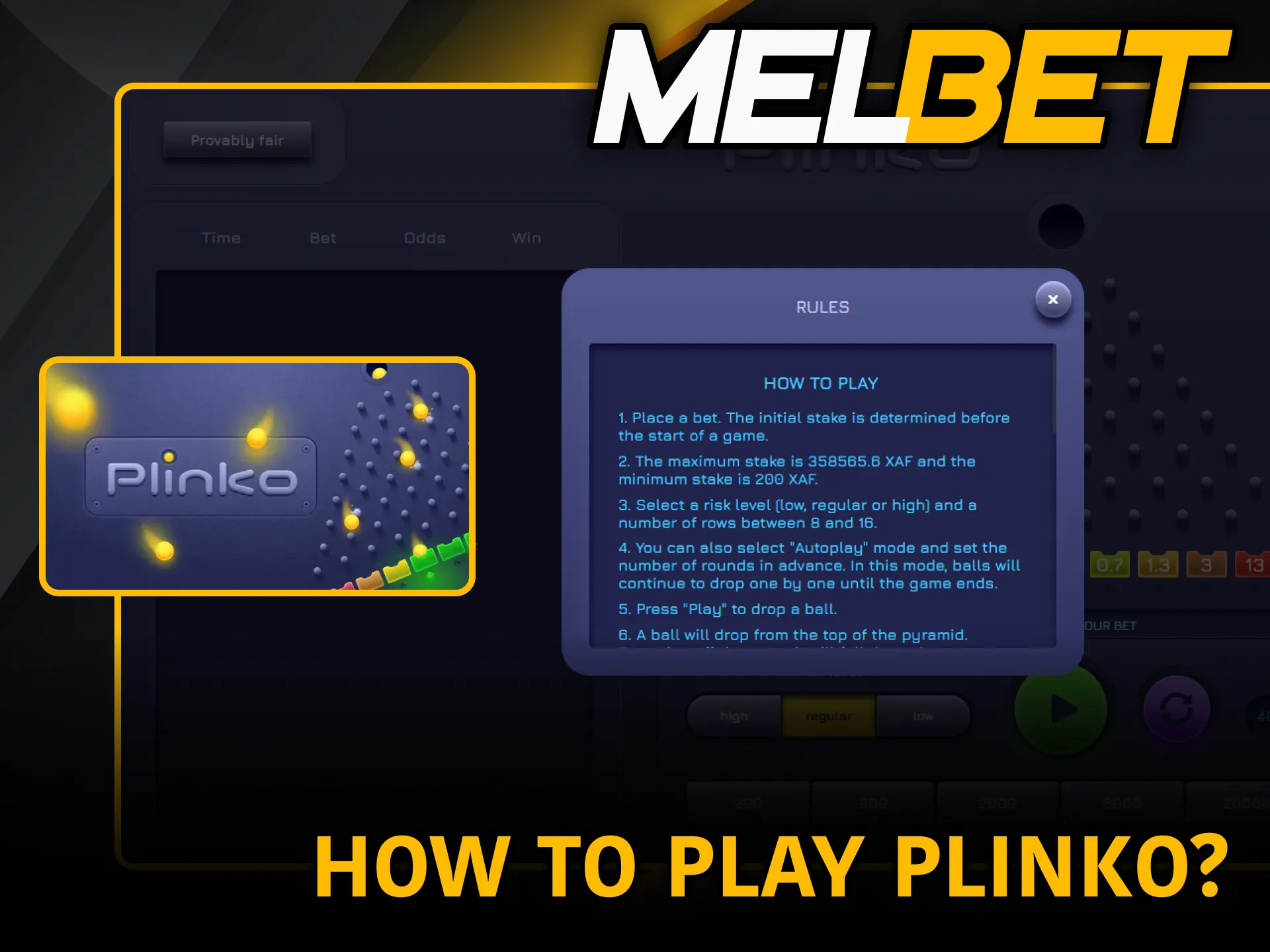 Learn Plinko rules on Melbet and start dropping balls confidently.