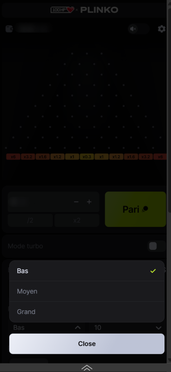 Ajustez les niveaux de risque de Plinko chez Melbet Cameroun.