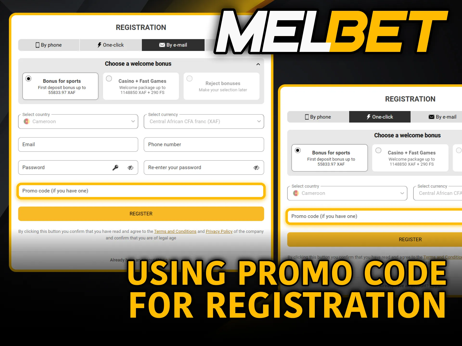 Use Melbet promo code during registration to activate valuable bonus offers.