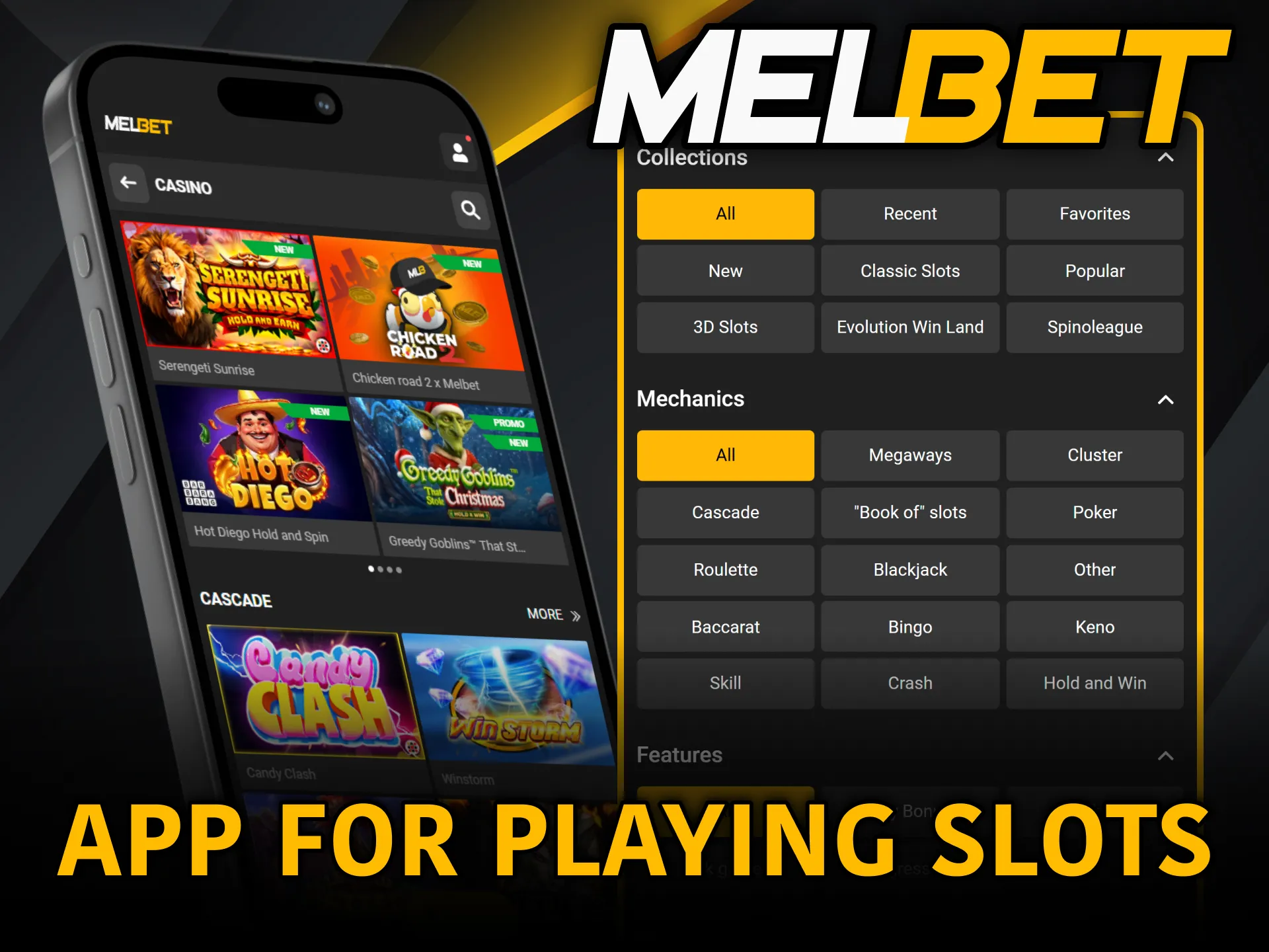 Use the Melbet casino app in Cameroon for convenient slot gaming.