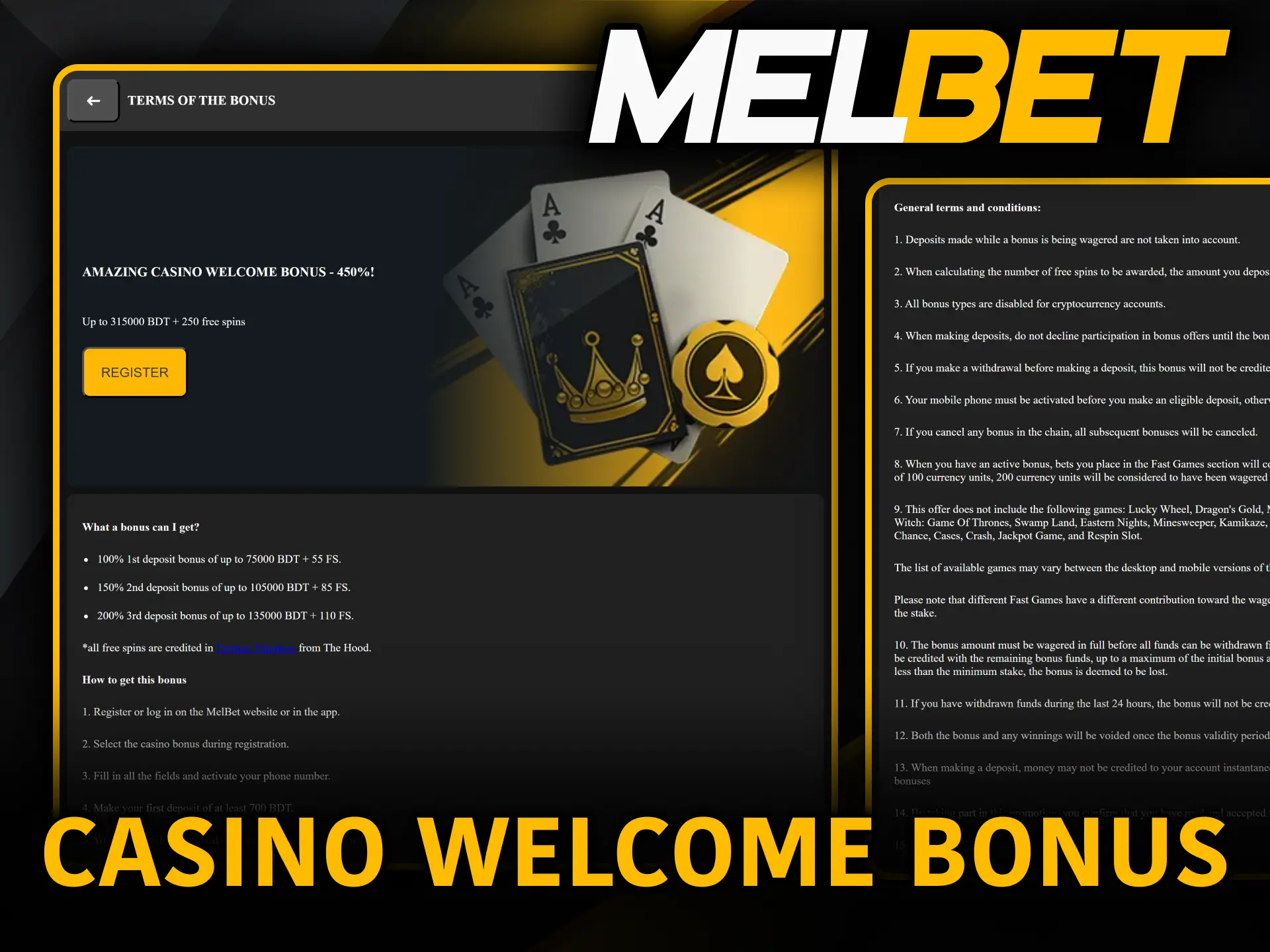 Claim the massive welcome pack to play at Melbet Casino.