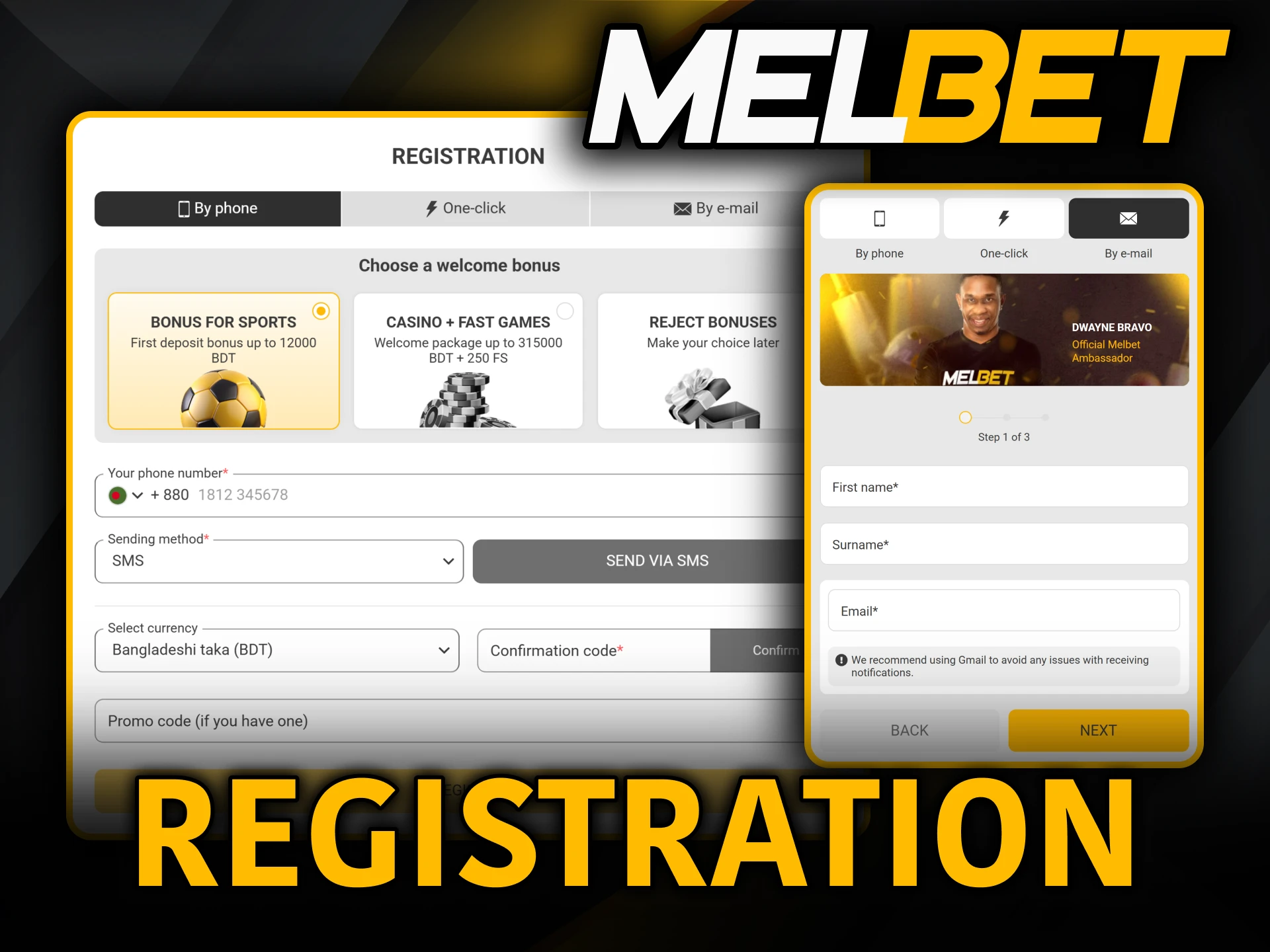 Open a personal account and complete your Melbet website registration now.