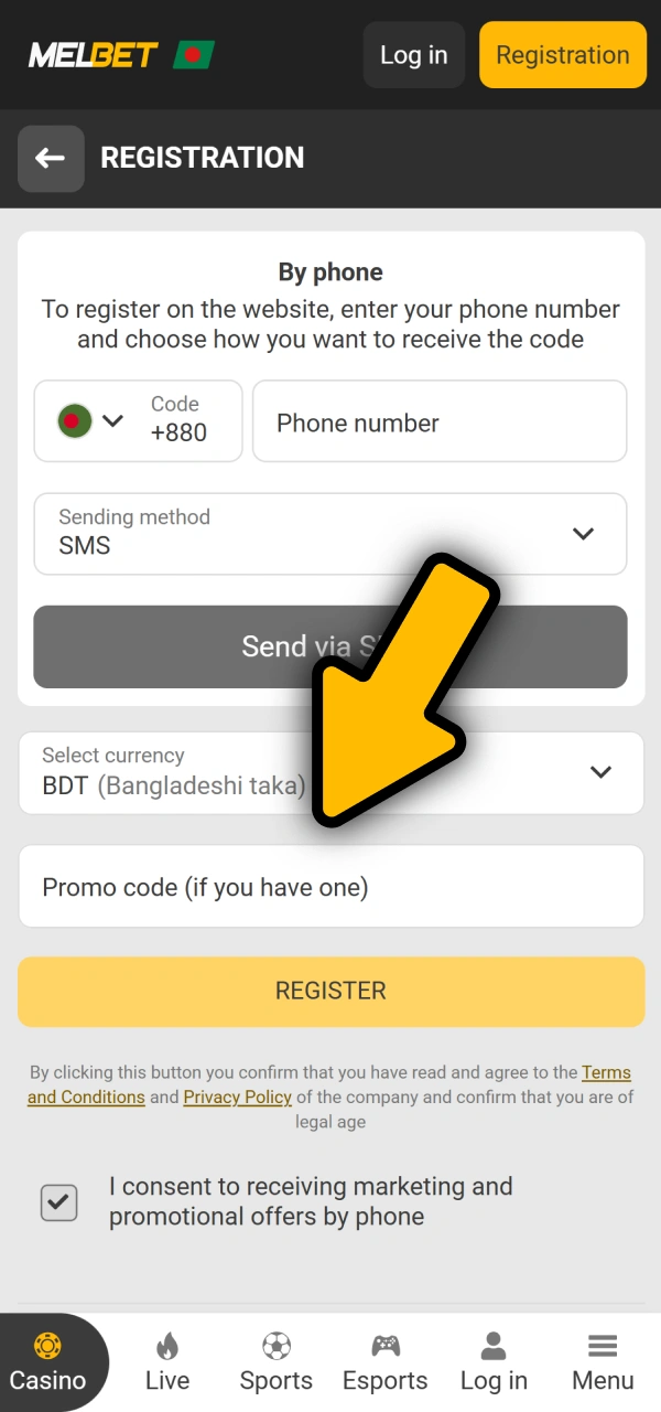 Paste your specific combinations on how to get Melbet Promo Code.