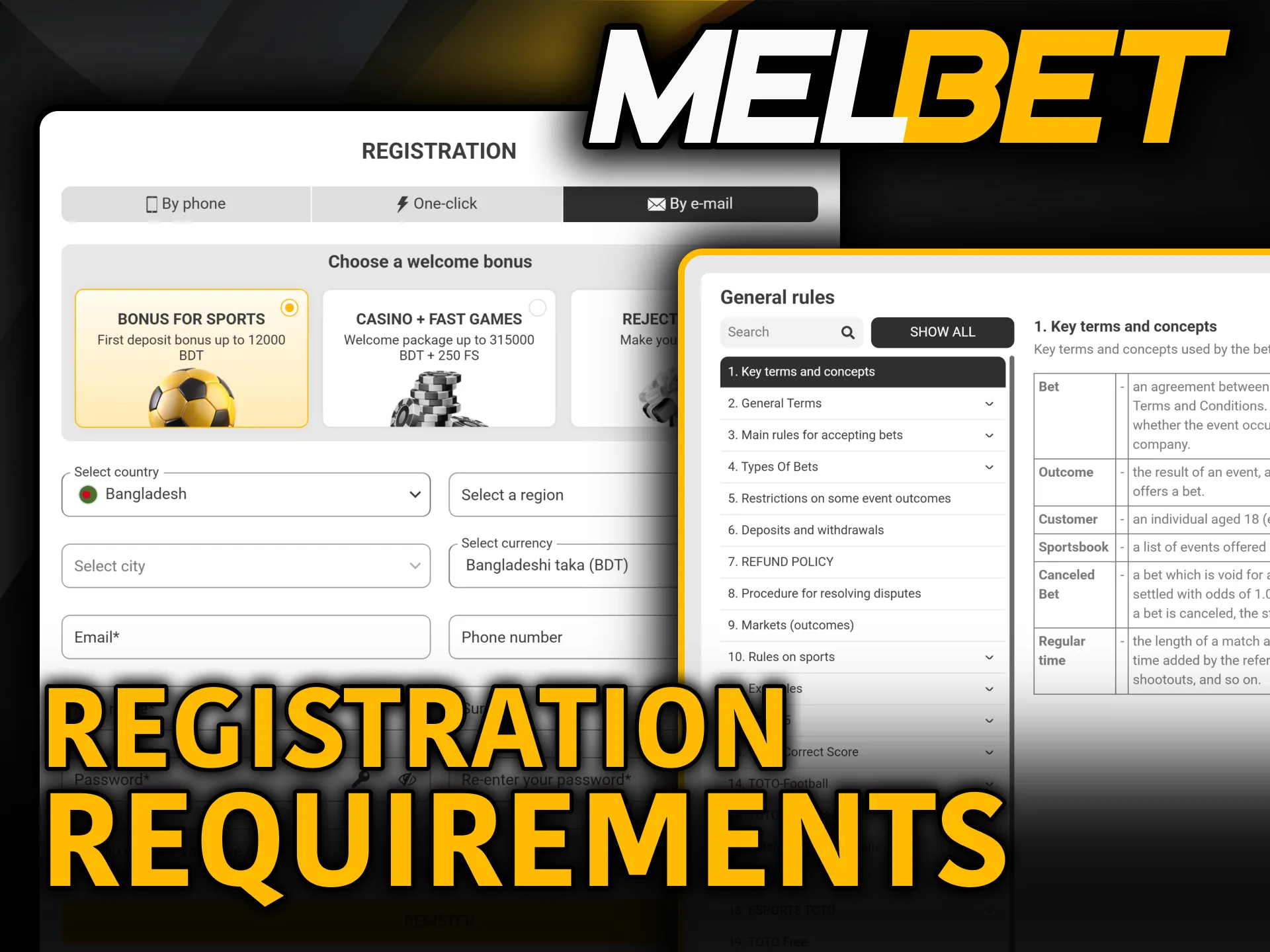Learn the legal age rules required for a Melbet Registration.